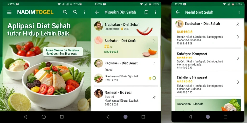 Antarmuka aplikasi yang mudah digunakan untuk diet sehat.