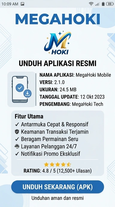 Tampilan halaman APK megahoki