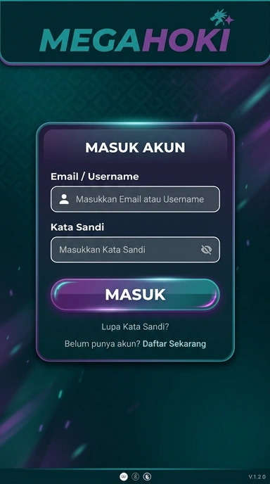 Tampilan halaman login megahoki