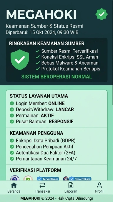 Tampilan kanal resmi megahoki